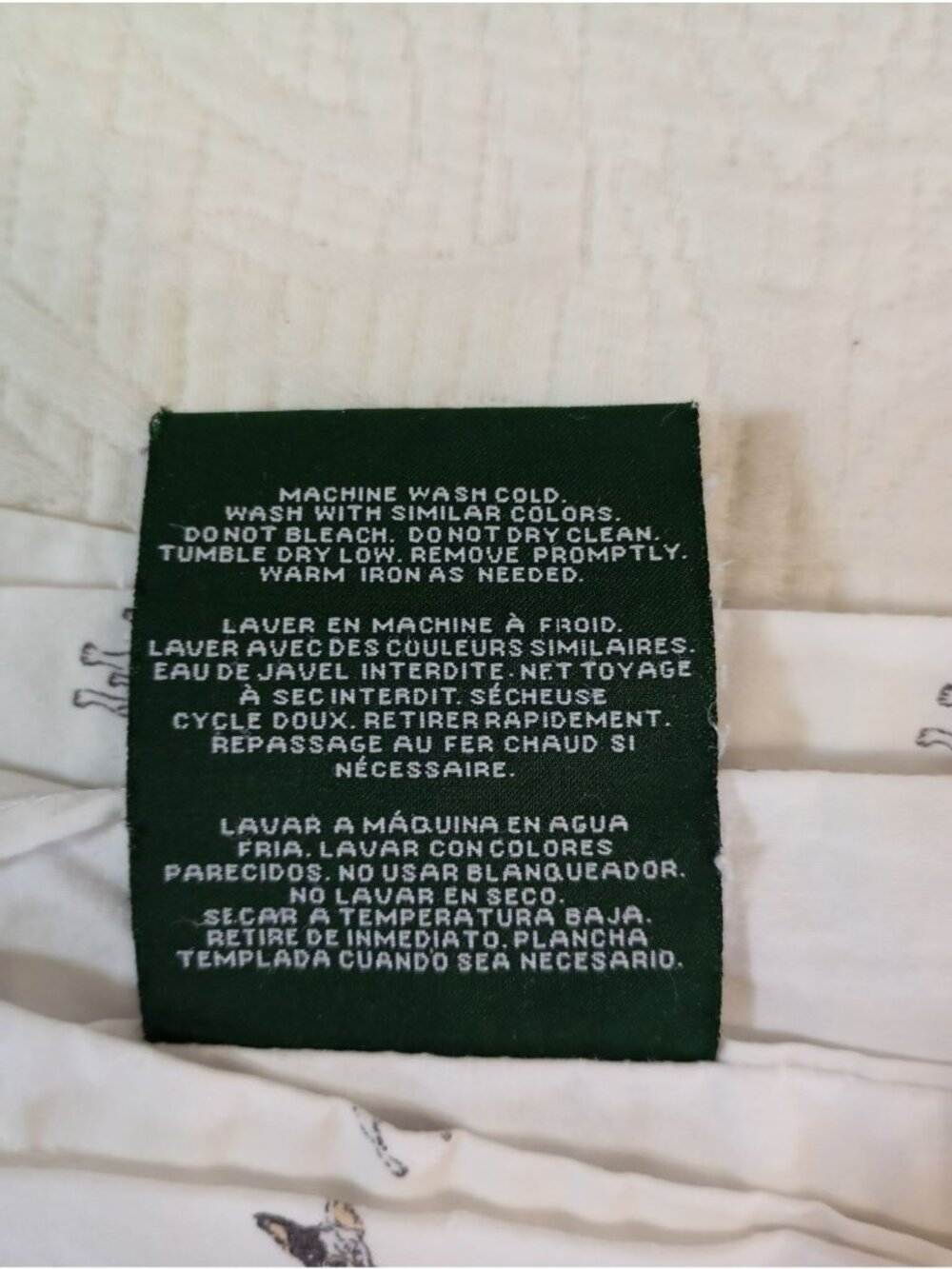 Ralph Lauren Home 100% Cotton Twin Sheet Set Dog Print White - Picture 6 of 7